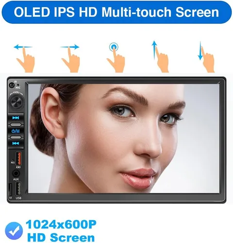Miniatura 2 de Estéreo de auto de doble DIN de 7 pulgadas para Carplay inalámbrico y Android Auto, audio de coche con pantalla táctil HD de 1024 x 600, enlace