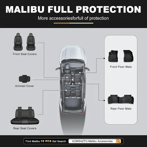 Miniatura 9 de AOMSAZTO Alfombrillas para piso para Chevy Malibu 2016-2025 - Protección para todo tipo de clima para la 1ª y 2ª fila, forro para automóvil