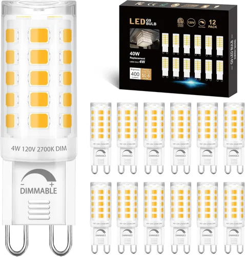 Miniatura 9 de Winshine - Paquete de 10 bombillas LED regulables de 2700 K blanco suave, 4 W (reemplazo de bombilla halógena de 40 W) con casquillo G9, forma T4