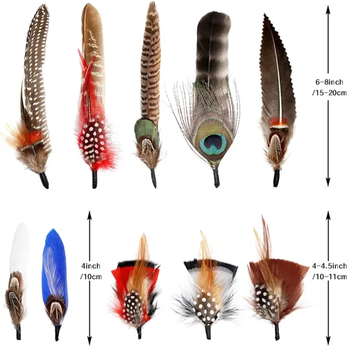 Miniatura 4 de Plumas de sombrero 10 estilos naturales surtidos de plumas para sombreros Fedora, accesorios para manualidades, sombreros de vaquero occidental