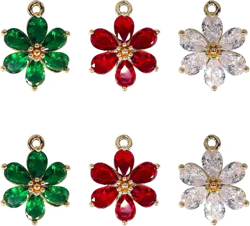 Miniatura 8 de Dijes de latón chapados en oro de circonita de cristal para hacer joyas, pulseras, collares, aretes, colgantes, suministros de manualidades