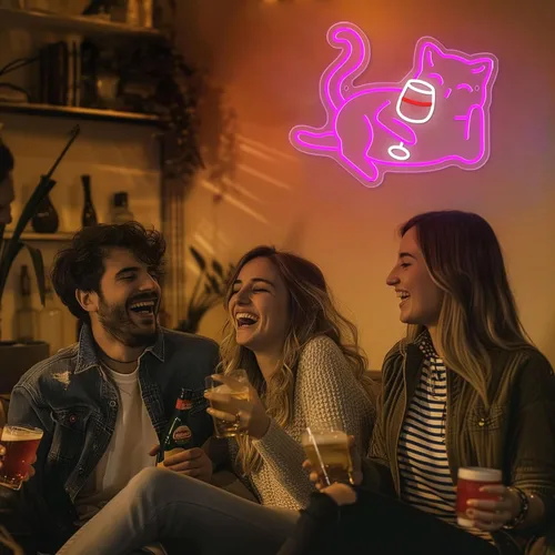 Miniatura 2 de Letrero de neón para decoración de pared, bonita luz nocturna de neón de gato para dormitorio, letrero con luz LED, regalos para niños y niñas