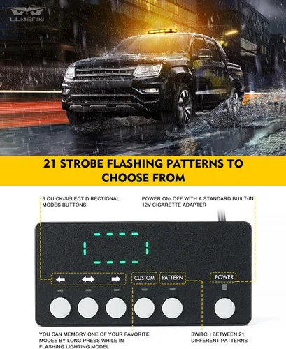 Miniatura 4 de LUMENIX Barra de luces estroboscópicas de baliza para techo, barra de luces LED ámbar de seguridad de tráfico de emergencia con base magnética