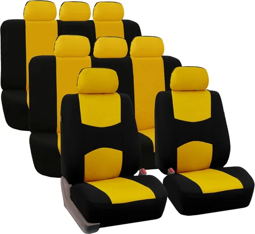 Miniatura 5 de TLH Fundas de Asiento de Coche de Tela Plana Beige 3 Filas, 8 Asientos, Fundas de Asiento Automotrices Universales Accesorios para Coches, Camiones
