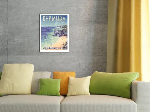 Miniatura 4 de Pacifica Island Art Bermuda - via Pan American World Airways - Póster vintage de viaje de aerolínea por Loweree c.1953 - Cartel de metal vintage