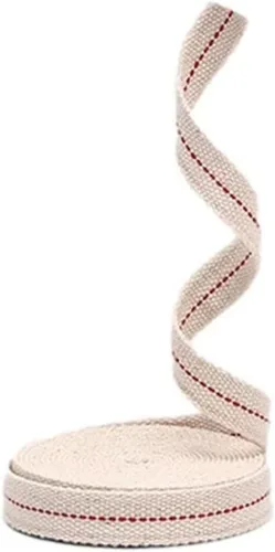 Miniatura 2 de Bless International Rollo de mecha plana de 1/2 pulgada de algodón 100% natural de 6.5 pies (6.6 ft aproximadamente) con puntada roja auténtica
