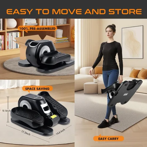 Miniatura 6 de Zakle Under Desk Elliptical Machine, Electric Elliptical Training Machine w/Remote Control, 12 Speed Levels, Quiet Seated Pedal Exerciser for Home
