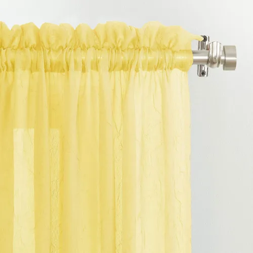 Miniatura 2 de No. 918 Erica - Juego de 3 cortinas de gasa triturada con cuentas transparentes con bolsillo para cortinero Amarillo