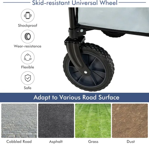 Miniatura 5 de Goplus Carro plegable utilitario con ruedas universales y asa ajustable y bolsa de cubierta, carrito de comestibles para jardín, compras, campamento