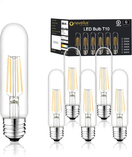 Miniatura 19 de Bombillas LED tubulares T10 de 5 pulgadas, bombillas Edison vintage E26 de 4000 K, regulables, 4 W igual a 40 vatios, 400 lúmenes, bombillas