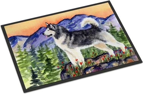 Caroline's Treasures SS8157JMAT Alaskan Malamute - Tapete para puerta delantera, 24 x 36 pulgadas, para interiores y exteriores, para entrada,