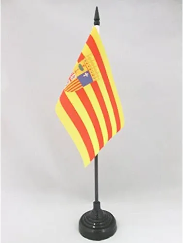 Miniatura 30 de Bandera de mesa de Andalucía 4'' x 6'' - Bandera de escritorio de la región española de Andalucía 5.9 x 3.9 in - Barra y base de plástico negro - AZ
