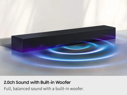 Miniatura 5 de Samsung Barra de sonido HW-B400F Serie B, 2.0 canales con woofer incorporado, mejora de voz y modo nocturno, expansión de sonido envolvente