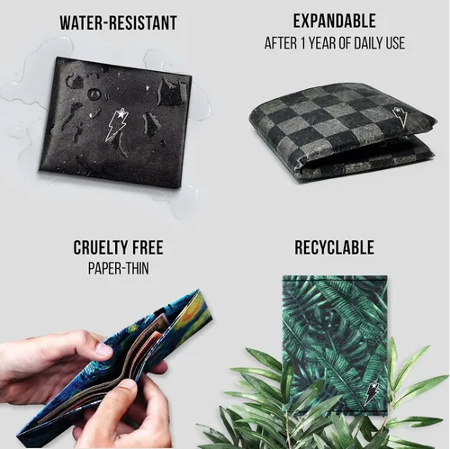 Miniatura 9 de SUPERVEK Cartera de papel: cartera delgada vegana, delgada, resistente al desgarro y al agua para hombre, The Great Wave, Regular