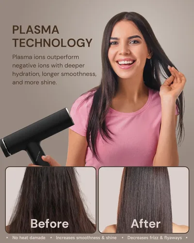 Miniatura 5 de ANNLARY Secador de pelo de iones de plasma con difusor para cabello rizado, secador profesional de alta velocidad de 110000 RPM con iones de plasma