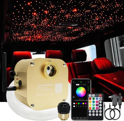 AKEPO Kit de luces de fibra óptica de 16 W RGBW Twinkle APP, música activada+335 piezas* 13.1 pies/13.1 ft (0.03+0.04+0.06 pulgadas) cable de fibra