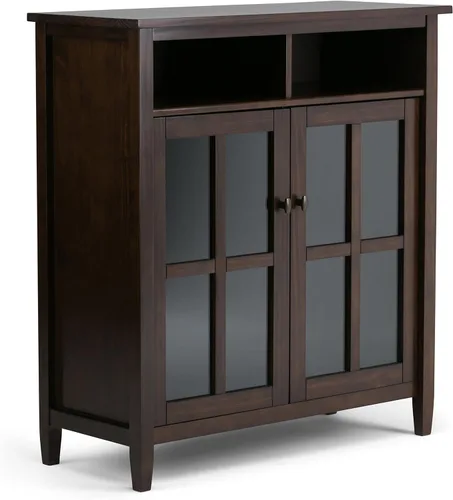 Miniatura 18 de Simpli Home - Mueble bajo Warm Shaker para almacenamiento, Pino, Marrón (Tobacco Brown)