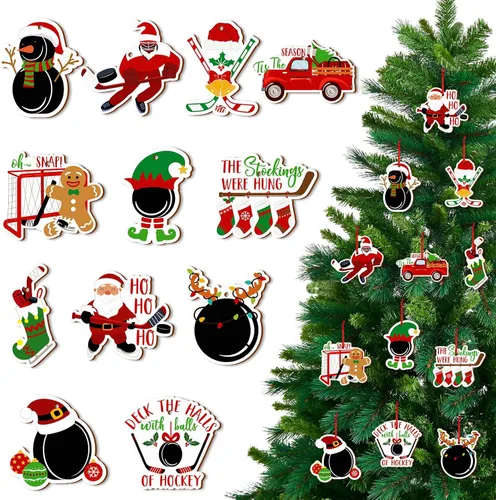 Adornos de Navidad de hockey sobre hielo, Papá Noel, regalo para jugadores de hockey, entrenador, árbol de Navidad, decoración del hogar, llavero de