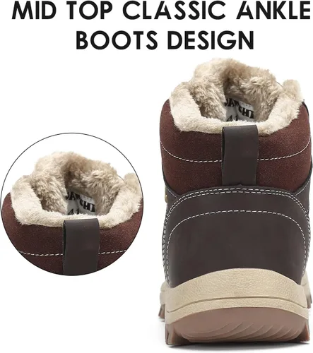 Miniatura 5 de Botas de senderismo para mujer y hombre, forro cálido, botas de nieve para exteriores, antideslizantes, resistentes al agua