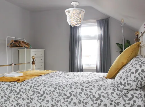 Miniatura 2 de Candelabro blanco pequeño con cuentas de madera, lámpara de techo semiempotrada, 3 lámparas bohemias para dormitorio, cuarto de bebé, sala de estar