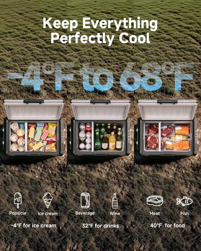 Miniatura 6 de BODEGA Refrigerador portátil de 12 V, refrigerador de acero inoxidable de 47 cuartos de galón con divisor extraíble para modos MAX/ECO de doble zona
