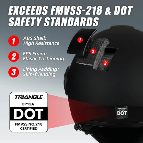 Miniatura 5 de TRIANGLE Cascos de motocicleta de cara completa, casco de motocross todoterreno para hombres y mujeres, doble visera con protector solar interno