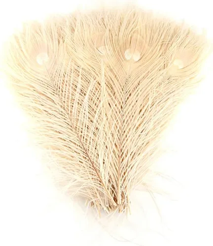 Miniatura 2 de Shekyeon Paquete de 10 centros de mesa de boda de plumas de pavo real blanqueadas de 10 a 12 pulgadas (blanco hueso)