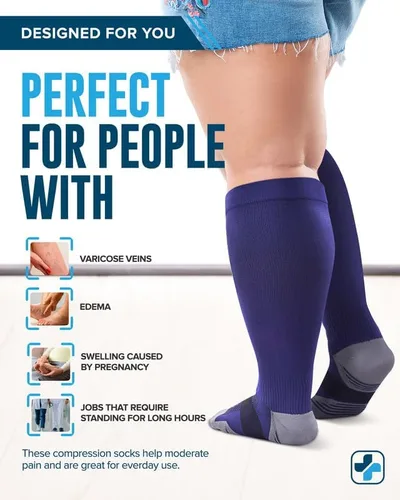 Miniatura 4 de Doctor's Select 3 Pairs Plus Size Compression Socks Wide Calf - Upt o 6XL 20-30 mmHg Compression Socks for Women Wide Calf