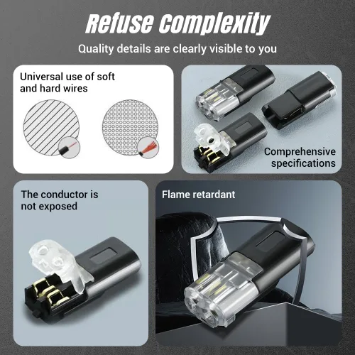 Miniatura 3 de Conector enchufable de doble cable con hebilla de bloqueo, conectores rápidos de alambre de bloqueo multiusos de clip rápido 2026, conectores