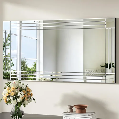 Miniatura 26 de Espejo Decorativo de Cristal - Rectángulo de 16 x 20 pulgadas, Precioso Espejo Plateado, Espejo de Diamante Triturado para Decoración de Pared