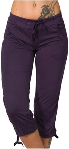 Miniatura 42 de Pantalones capri para mujer, estilo casual, de verano, elásticos, de cintura alta, pantalones de yoga, ajuste atlético, pantalones deportivos