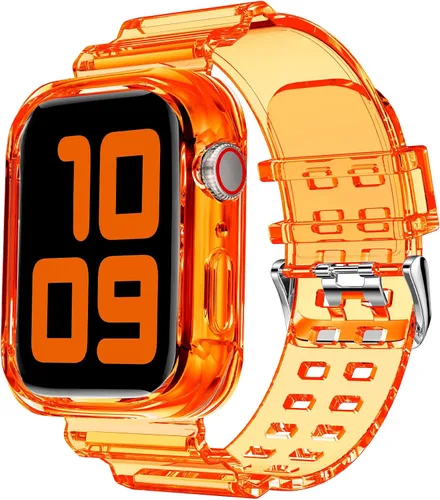 Miniatura 52 de DABAOZA - Correa compatible con Apple Watch de 49 mm, 46 mm, 45 mm, 44 mm, 42 mm, 41 mm, 40 mm, 38 mm, con protector, correa de TPU brillante