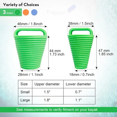 Miniatura 5 de Kit de 8 tapones para kayak, tapones de goma termoplástica, orificios de drenaje, tapón con mango Verde afortunado-8piezas-Large