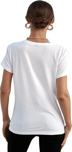 Miniatura 2 de SweatyRocks Camiseta básica de manga corta con estampado de gato y cuello redondo para mujer