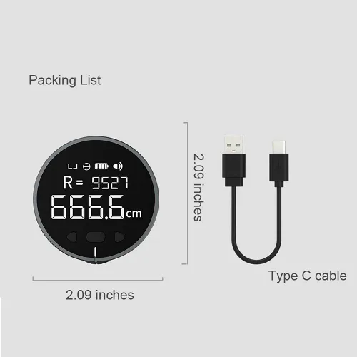 Miniatura 2 de HomeMagician - Cinta métrica digital electrónica de 324 pies con pantalla LCD, regla digital recargable, pequeña herramienta de medición inteligente