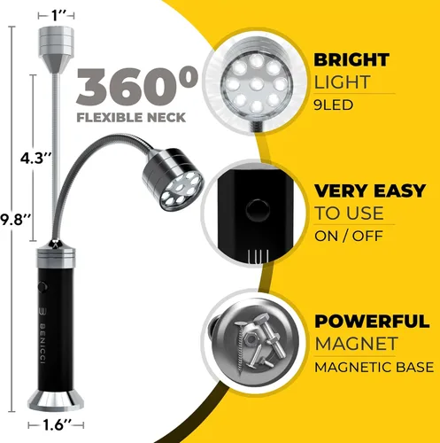 Miniatura 3 de Juego de 2 luces LED flexibles para parrilla, la luz perfecta para accesorios de parrilla con base magnética de 360 grados y cuello de cisne