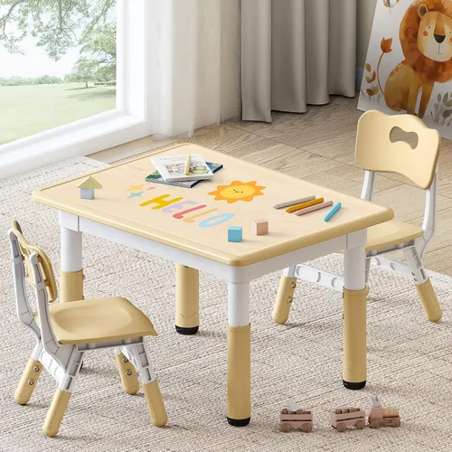 GITAWUSA Juego de mesa y sillas de estudio para niños, juego de mesa y sillas para niños de 3 a 8 años, 31.5 pulgadas de largo x 23.6 pulgadas de