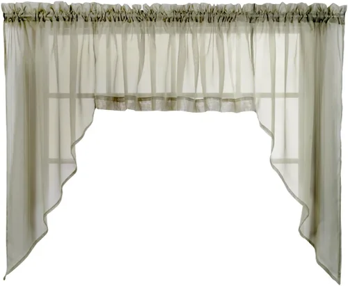 Miniatura 51 de Stylemaster Elegance Cenefa recta de gasa transparente, 60 x 14 pulgadas, color dorado