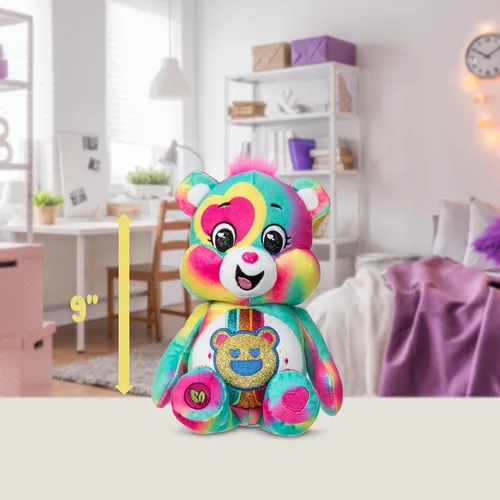Miniatura 6 de Care Bears Oso Good Vibes con Purpurina de 9" - Tie-Dye Multicolor, ¡Hecho de Materiales Reciclados! – Bueno para Niñas y Niños, Coleccionistas