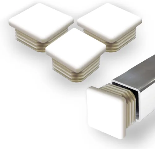 Miniatura 9 de Prescott Plastics Inserto cuadrado de plástico de 1 pulgada (paquete de 4), tapa de extremo blanco para tubos de metal, valla, inserto deslizante