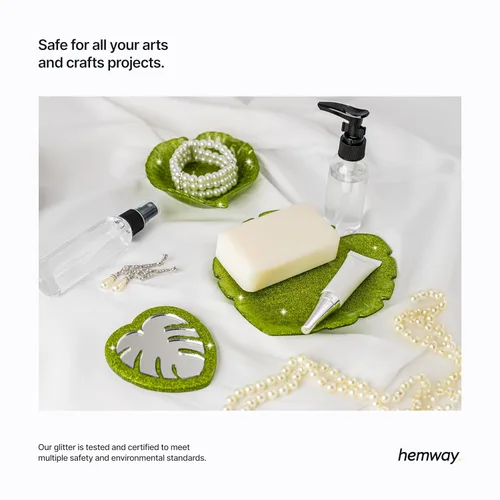 Miniatura 413 de Hemway - Purpurina para resina 100g, cristales metálicos plateados, copos súper gruesos para vasos de epoxi, cera de fusión