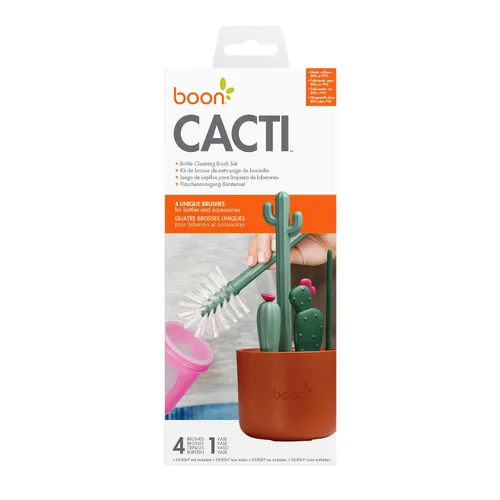 Miniatura 9 de Boon - Juego de cepillos en forma de cactus para limpiar biberones, color terracota, juego de 4 piezas