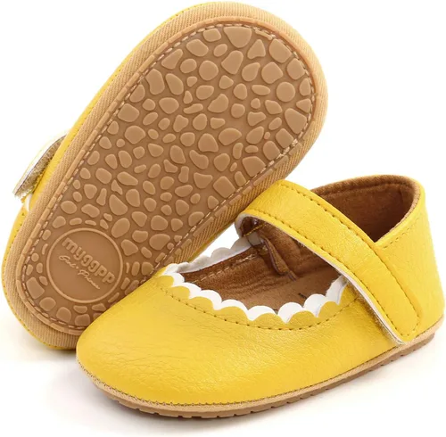 WILLFUN Zapatos planos Mary Jane para bebé niña, diseño floral, vestido de princesa, zapatos de cuna antideslizantes para los primeros pasos