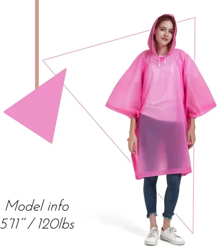 Miniatura 2 de ANTVEE Ponchos de lluvia para adultos, impermeable, portátil, reutilizable, paquete de 2 con capucha con cordón, se mantiene seco