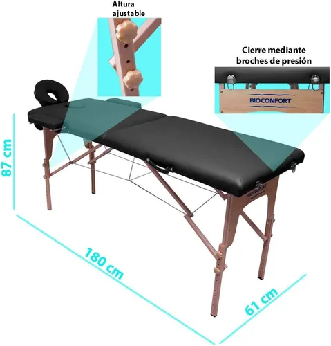 Miniatura 3 de NANOFORT Cama masaje Camilla 180X60cm Plegable Portatil Fisioterapia Faciales Tatuaje Ligera SPA (Negro)
