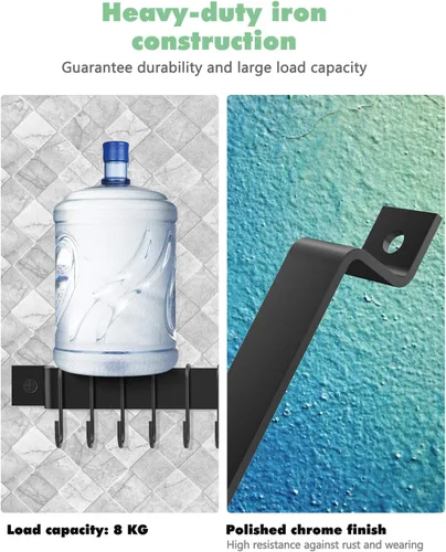 Miniatura 4 de Housolution Riel de cocina con 15 ganchos, 16 pulgadas montado en la pared, colgador de utensilios de cocina para cocina, 1 paquete, color negro
