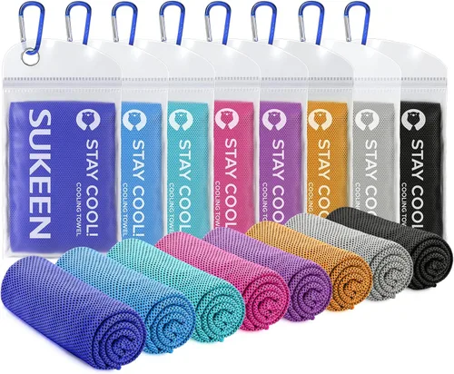 Miniatura 10 de Sukeen Paquete de 4 toallas de enfriamiento (40 x 12 pulgadas), toalla fresca de microfibra, suave y transpirable, toalla fría para yoga, golf, Azul