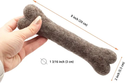 Miniatura 5 de Glaciart One Hueso masticable de lana de fieltro para perros (3 piezas) Juguete duradero para masticar perros, juguetes masticables para cachorros