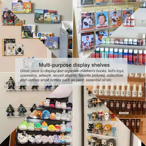 Miniatura 5 de FEMELI Estante de pared para esmalte de uñas: 6 estantes de 15 pulgadas, organizador de esmalte de uñas acrílico para 66-90 botellas, estantes Negro