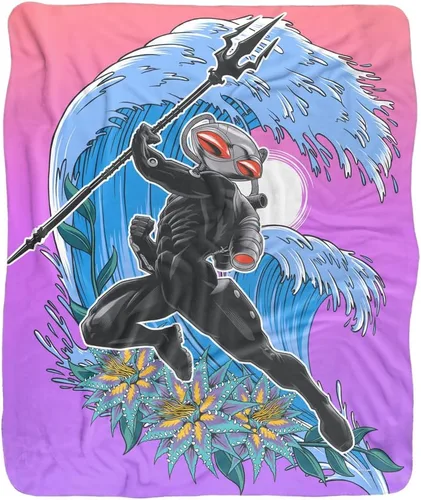 Miniatura 2 de Aquaman and The Lost Kingdom - Manta de 50 x 60 pulgadas, manta negra con textura sedosa al tacto, manta de sherpa súper suave